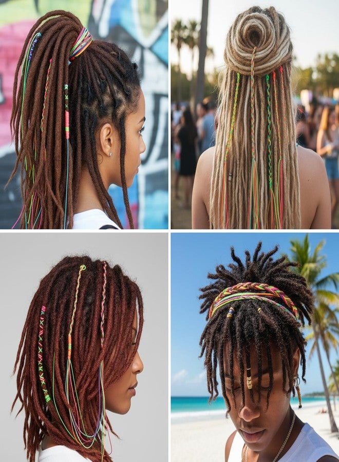 Elegaperma 120pcs Hair Strings for Braids, Hair Wrap String, Hair Ribbons for Braiding, Rainbow Braiding Hair Rope for Girls DIY Braids Ponytail Styling - Image 4